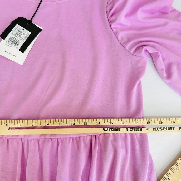 Who What Wear Women's Dress Medium Purple Midi Half Length Sleeve Ruffle Hem New - Picture 10 of 12